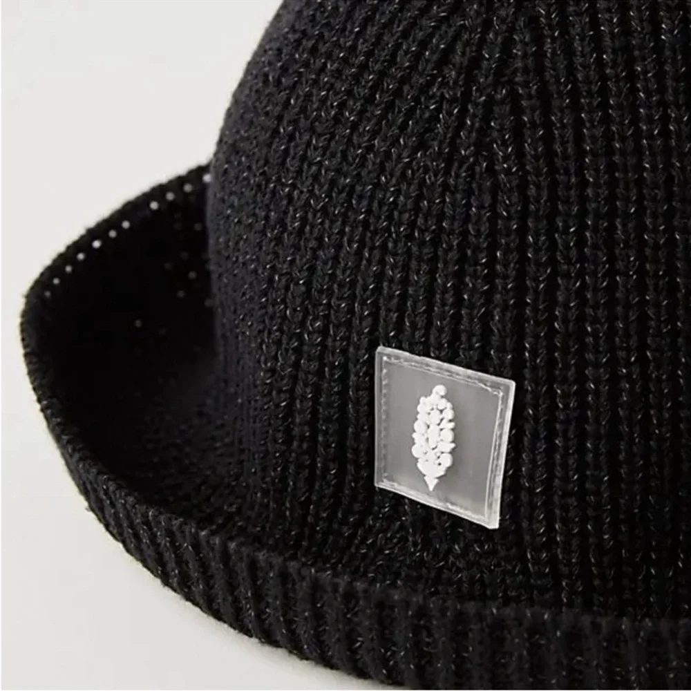 Free People Reflective Bell Beanie Hat Black